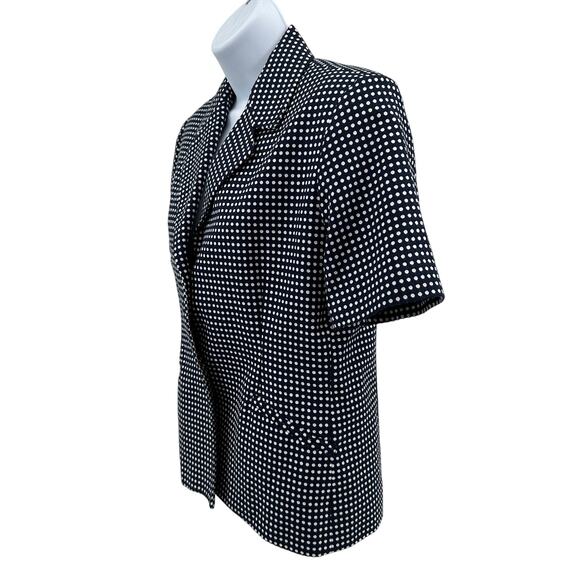Alfred Dunner Jacket SZ 8P Navy Blue White Polka Dot Short Sleeve 2-Button Lined - Picture 5 of 8